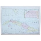 Cuba Map Vintage Large Antique Full Color 1928 21 x14  Atlantic Gulf Caribbean