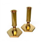 Pair Gusum Metallsl  jden Brass Swedish Modern Candlesticks 1973 Signed