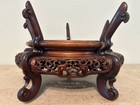 Large 15in Chinese Hardwood Stand For Vase W  Ornate Design