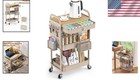 Elegant 3 Tier Metal Rolling Cart With Drawer   Wood Top For Kids  Spaces