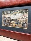 Civil War Burnside Bridge Picture Hand Painting Confederate Battle Scene Cannon
