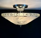 Antique vintage 1930 s-1940 s Art Deco Nouveau Glass Ceiling Light Fixture