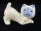 Siamese Cat Kitten 2 5  Figurine Blue And White Vintage Ceramic Porcelain Kitty