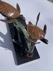 San Pacific International Spi Gallery Double Sea Turtles Sculpture Marble Base