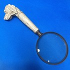 Vintage Magnifying Glass Decorative Carved Dog Head Design Brass Resin