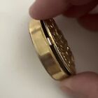 Vintage Oval Gold Tone Jewelry trinket pill Box Raised Design Small 2   