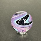 Contemporary Handmade Art Glass Marble 1 12  Pink Purple Blue White Black Swirl