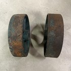 Vintage 7 5    Cast Iron Industrial Wheel 2    Wide Machine Pulley Steampunk