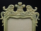 Antique Brass Rococo Style Tabletop Picture Frame With Prince Of Wales Feathers