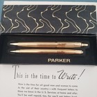 1960 s Parker Gold Plate Jotter Ballpoint Pen   Pencil Set Original Box Included