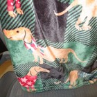 Plush Christmas Throw Dachshund  Woof Dog Plaid Green W  Holiday Socks Nwt