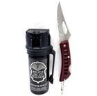 Police Magnum Pepper Spray 2 Ounce Flip Top Belt Clip Red Pocket Knife Defense