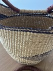 Handwoven Ghana Bolga Basket African Market Basket Leather See Notes