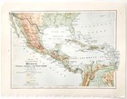 1916 Map Mexico Physical Political Central America West Indies Cuba Dwss8