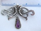 Large Vintage Taxco Mexico Maricela Sterling Brooch W Amethyst  2 50 In  Necklac