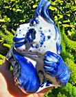 Vtg Gzhel Russian Turtle Piggy Bank Porcelain Hand-painted Blue   White Stamped