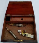 Super Antique Watercolours Or Oil Artist Mahogany Paint Box