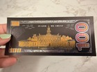 24 K Gold Foil Note Black    Gold Benjamin Franklin  100 Dollar Novelty Bill