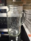 Golden Harvest Embossed Clear Glass Jar Pitcher Set W   4  16 Oz Mugs    4  Mini