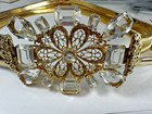 Vintage Belt Schreiner Clear Rhinestone Omega Chain Wide Waist Hook Signed