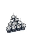 5x Chrome 11mm Te37 Real Rider Wheels W  Rubber Tires Sets For 1 64 Scale Car