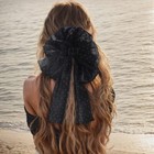 Large Black Hair Bow Claw Clip Ribbon Hair Accessory For Women   Girls