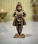 Handmade Copper Hindu God Vitthal Rukmini Idol Figurine Statue 5 9  