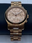 Michael Kors 38mm Wr 100m Chrono Rose Gold Tone Dial Ladies  St  Steel Watch