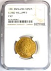 1701 England William Iii Gold Guinea Coin S-3463 - Certified Ngc F12 - Rare 