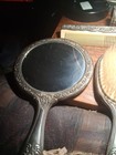 Vintage Ornate Silver Plate Vanity Brush Set 3 Pc Victorian Mirror Style Deco