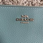 Coach Double Corner Zip Wristlet Cottage Blue Refined Pebble Leather Clutch Nwot