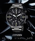 Men s Aviator Chronograph Black Dial Eco-drive Watch New