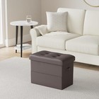 Foldable Leather Storage Ottoman Footstool  17x13x13 In  Brown  350 Lbs