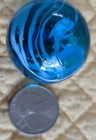 Blue Glass Swirled Shooter Marble Vintage 1  Lot  4