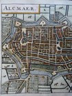 Alkmaar North Holland Netherlands City Plan Coat Of Arms 1685 Engraved Map