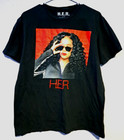 H e r  R b Music Graphic Black T-shirt Large Euc 40 Chest