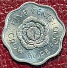 High Grade Au unc 1975 Seychelles Aluminum 5 Cents Coin-dec325