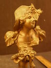 Antique Victorian Art Nouveau French Woman Bronze Bust Statue Signet Stamp Seal