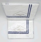 Frette  Hotel Bianco Bourdon Euro Sham White Blue Set Of 2 Shams New Gl03039