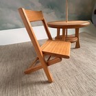 Vintage  Strombecker Wooden Doll Furniture Folding Chair And Table With Umbrella