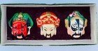 Japanese Ceramic Mask Hajime Miniature Trio Hand Painted In Original Box Vinatge