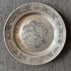 Antique Persian Tinned Copper Plate Engraved Scholar Reading Islamic Mughal 