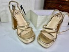 Mira Azzurr Women   s Size 6 Gold High Heel Shoes Dress Shoe Very Elegant   Shiny