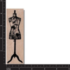 Wood Rubber Stamp  Collage Dress Form  Media art  Mannequin sewing stand fashion