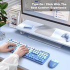 Wireless Keyboard Mouse Combo Retro Typewriter Full Size Blue Pc Laptop Desktop