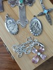 Vintage Lot Sterling Silver Religious Estate Jewelry Pendants Cross Crucifix 50g