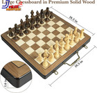 18 5in Folding Wooden Chess Set W  Handle Large 4 5in King Extra Queens Storage