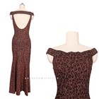 Mcclintock Prom Dress Maxi Gown Size 10 Brown Gold Animal 90s Metallic Glam