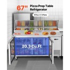 67  Commercial Refrigerated Pizza Prep Table Station Fridge Double Door W 9 Pans