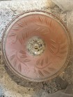 Vintage Art Deco Frosted Pink And Crystal Glass Ceiling Fixture Light Shade 12 